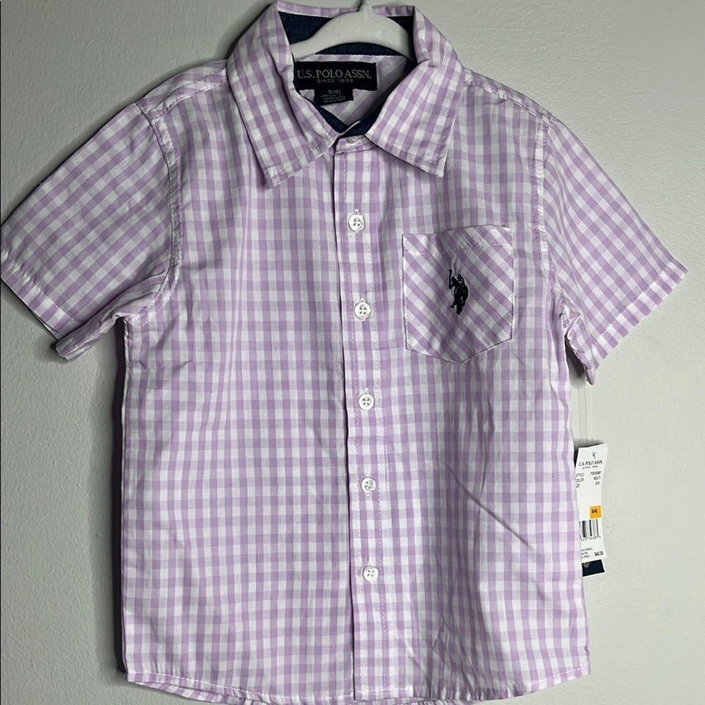 U.S. Polo Assn. Kids Purple Checkered Shirt